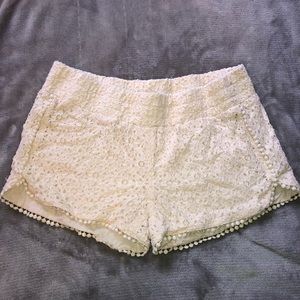 Cream Colored Lace Shorts